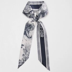 Dior Toile de Jouy Sauvage Mitzah Ivory and Navy Blue Silk Twill